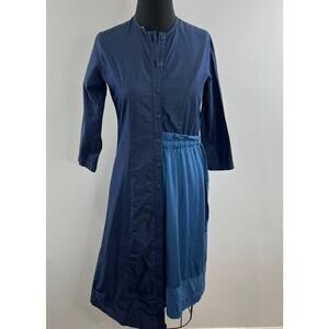 MOSS Fashion Statement Blue Colorblock Mix 3/4 Sleeve Midi Shirt Dress Canada XS